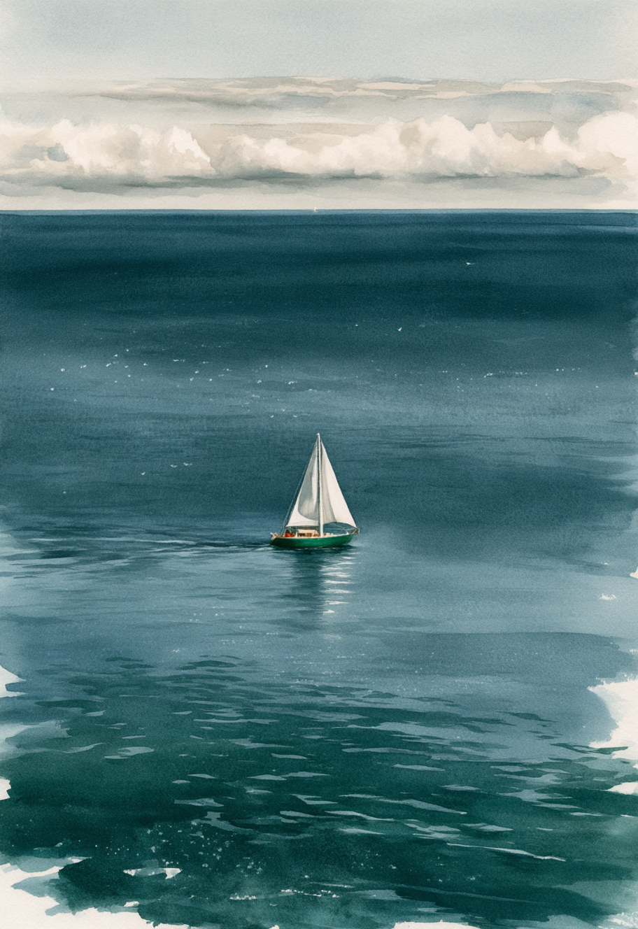 A single sailing boat at sea