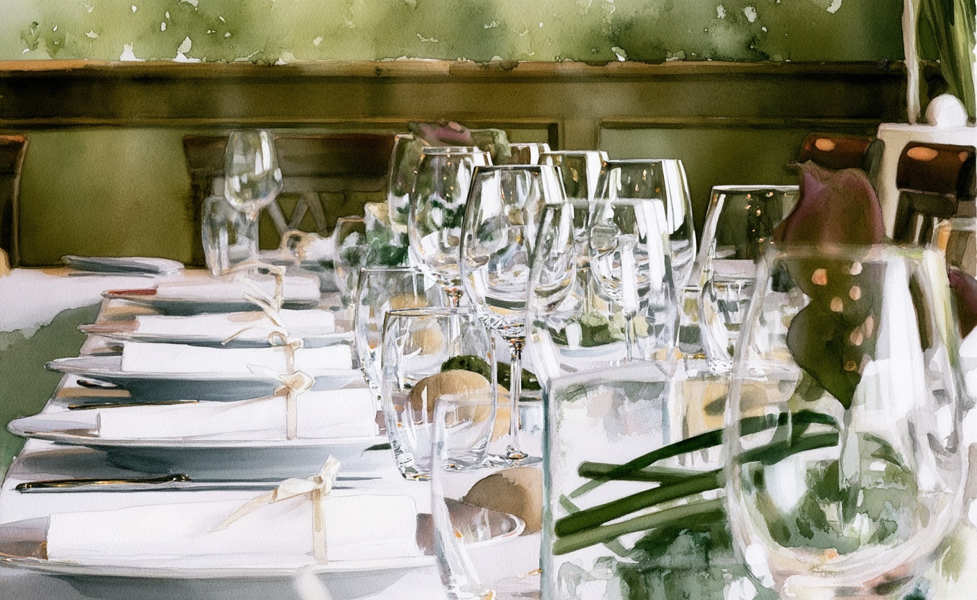 An elegant dinner table setting